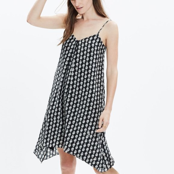 Madewell Dresses & Skirts - Madewell Silk Trapeze Black & Ivory Slip Dress